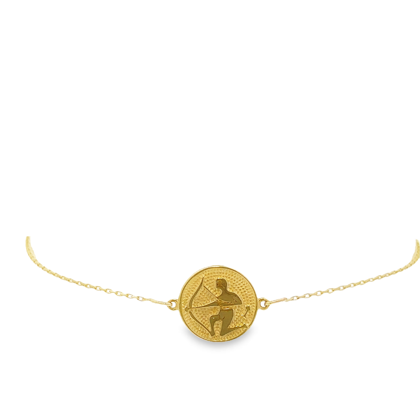 14 Karat Gold Sagittarius Zodiac Disc Bracelet