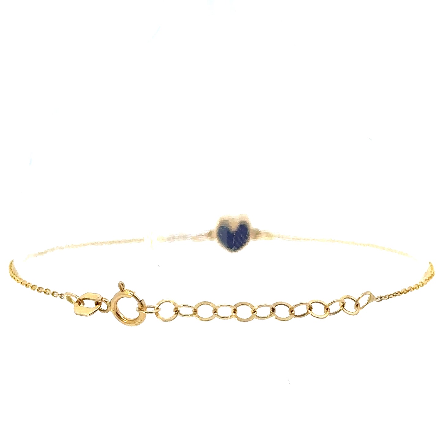 14 Karat Gold Blue Enamel Heart Bracelet