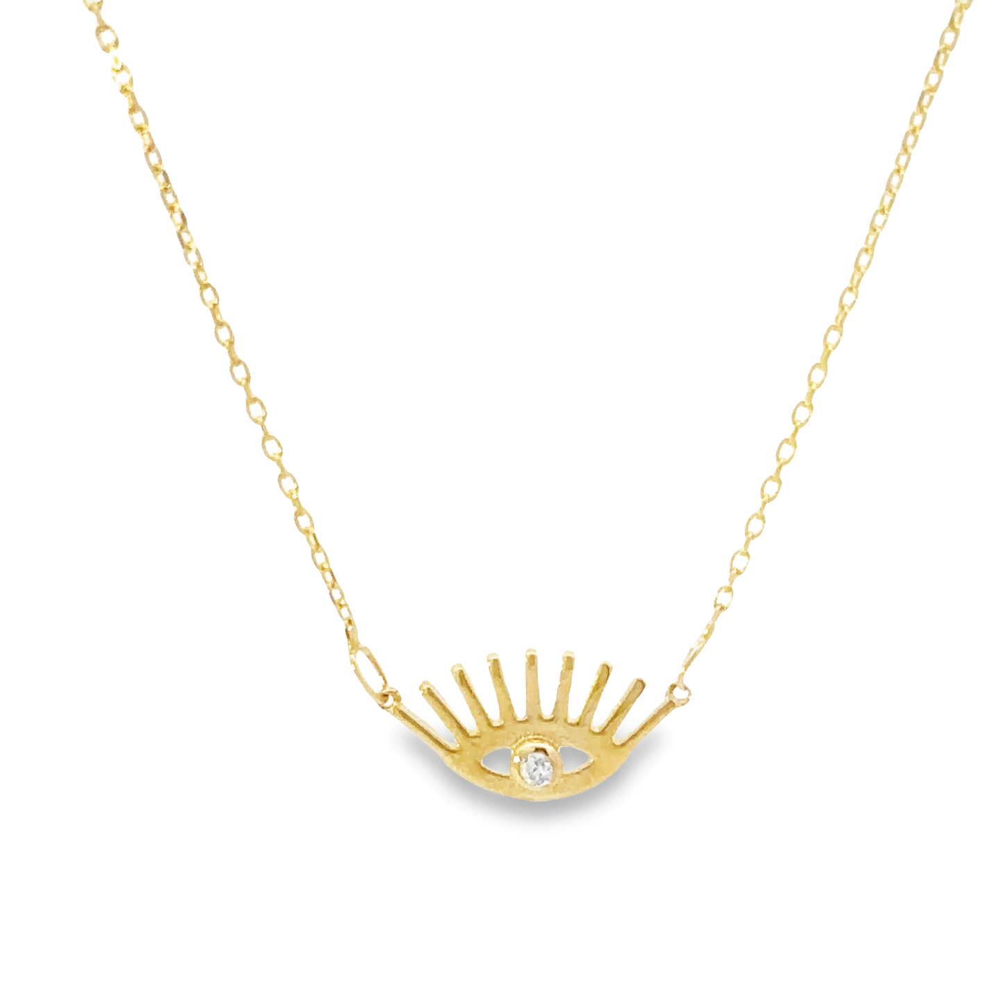 14 KARAT SOLID GOLD EVIL EYE LASH NECKLACE
