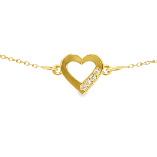 14 Karat Gold  Heart Bracelet