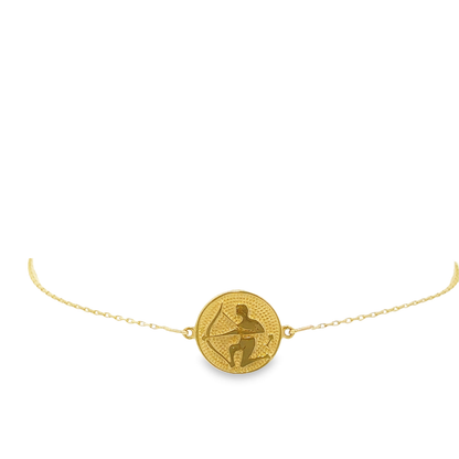 14 Karat Gold Sagittarius Zodiac Disc Bracelet