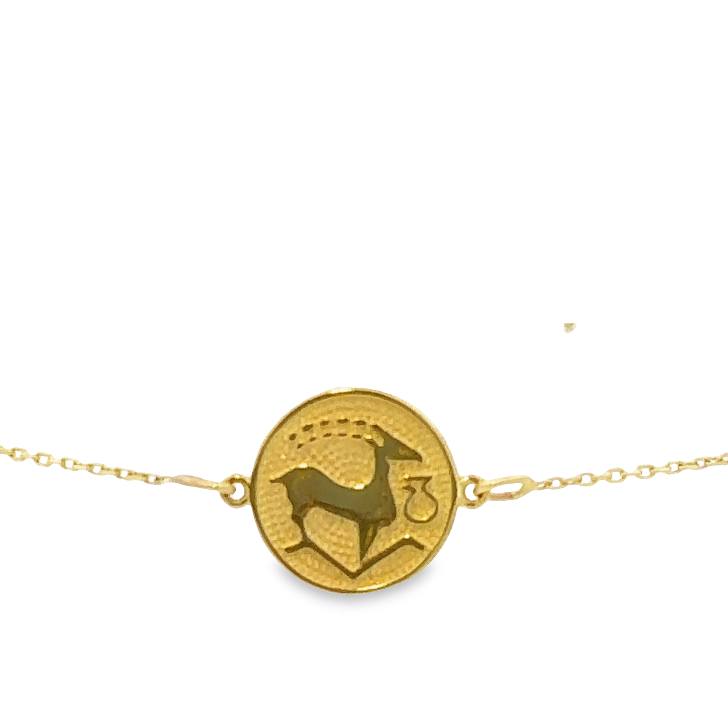 14 Karat Gold Capricorn Zodiac Disc Bracelet