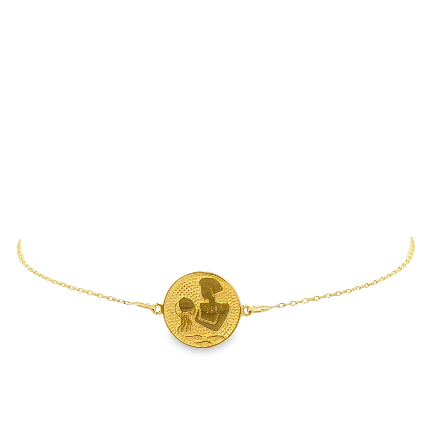 14 Karat Gold Aquarius Zodiac Disc Bracelet