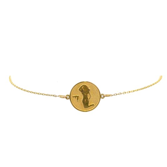 14 Karat Gold Virgo Zodiac Disc Bracelet