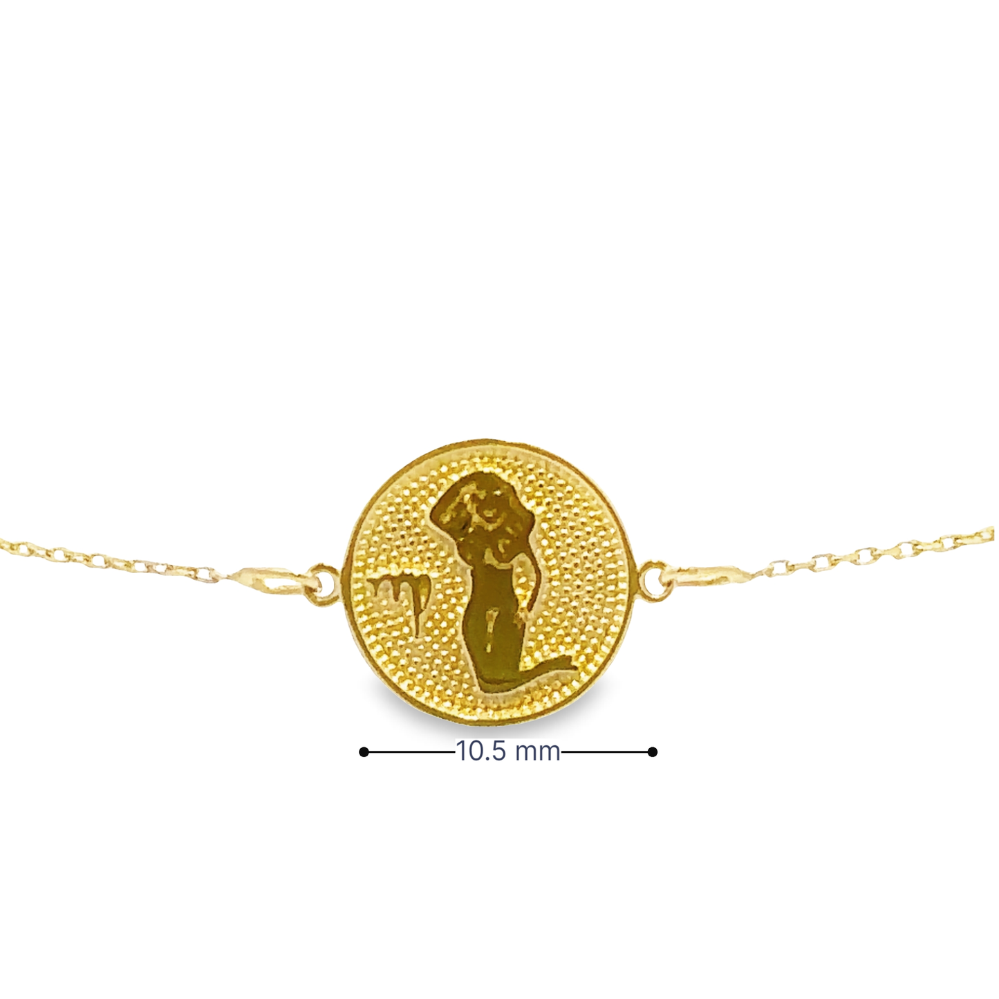 14 Karat Gold Virgo Zodiac Disc Bracelet