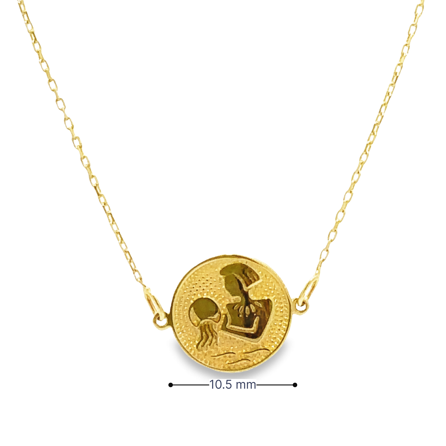 14 Karat Gold Aquarius Zodiac Disc Bracelet