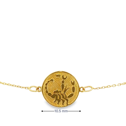 14 Karat Gold Scorpio Zodiac Disc Bracelet