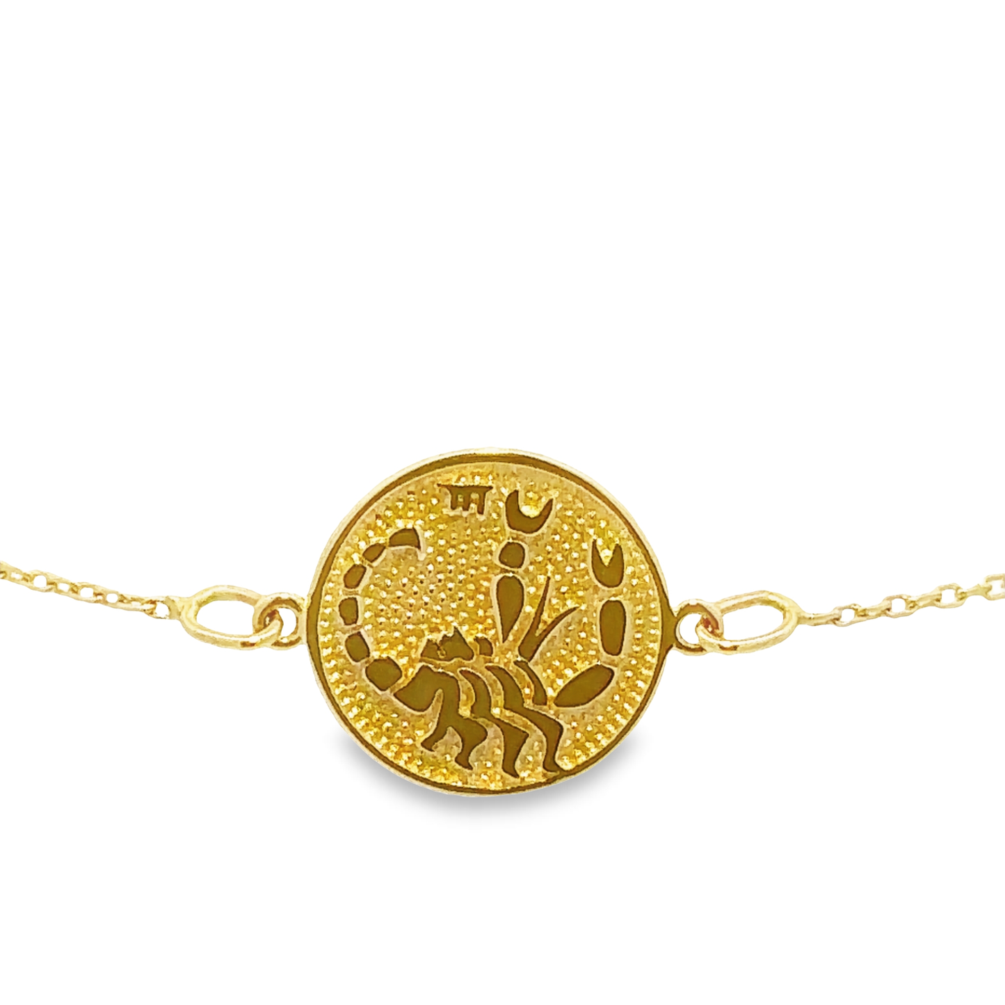 14 Karat Gold Scorpio Zodiac Disc Bracelet