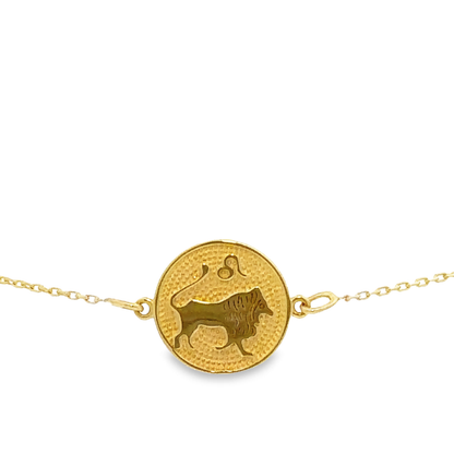 14 Karat Gold Leo Zodiac Disc Bracelet