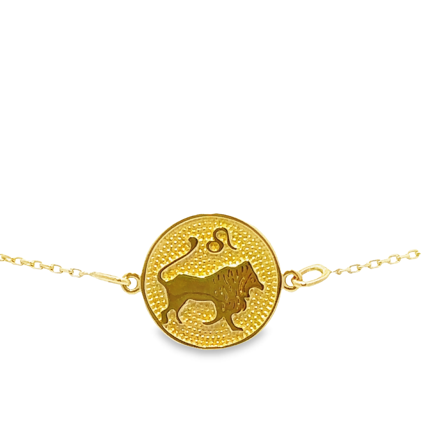 14 Karat Gold Leo Zodiac Disc Bracelet