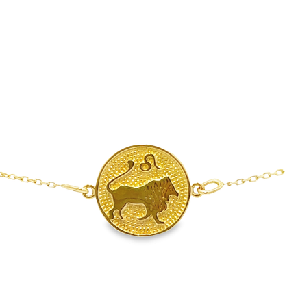14 Karat Gold Leo Zodiac Disc Bracelet