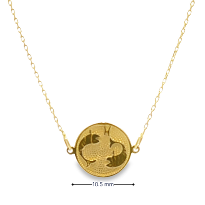 14 Karat Gold Pisces Zodiac Disc Bracelet