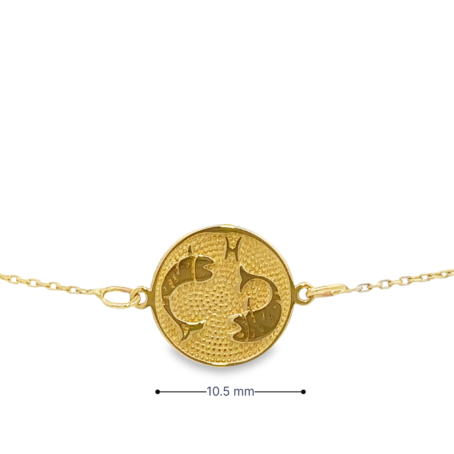 14 Karat Gold Pisces Zodiac Disc Bracelet