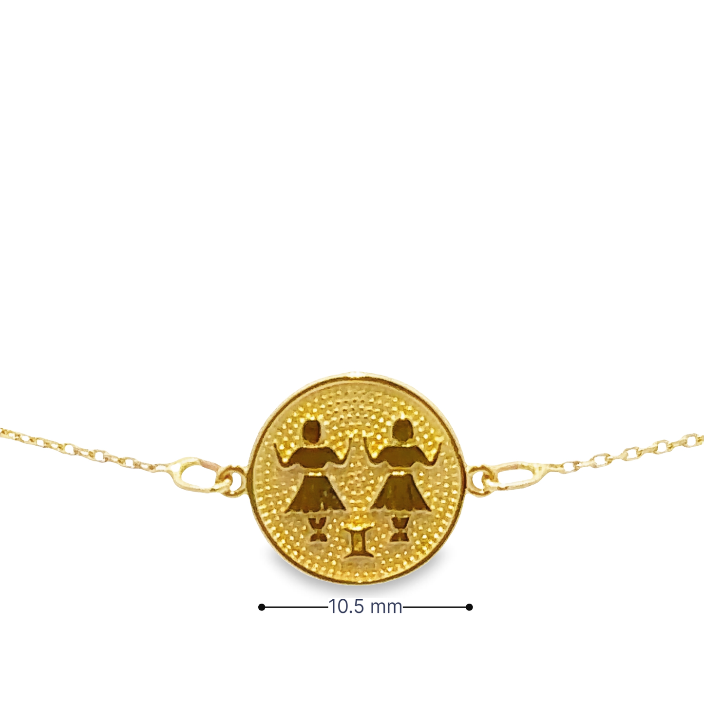 14 Karat Gold Gemini Zodiac Disc Bracelet