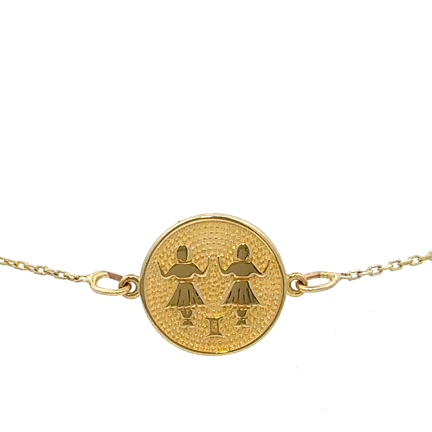 14 Karat Gold Gemini Zodiac Disc Bracelet