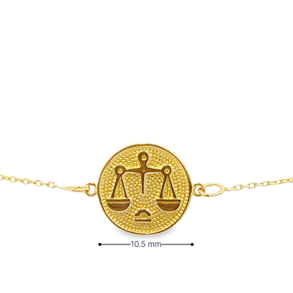 14 Karat Gold Libra Zodiac Disc Bracelet