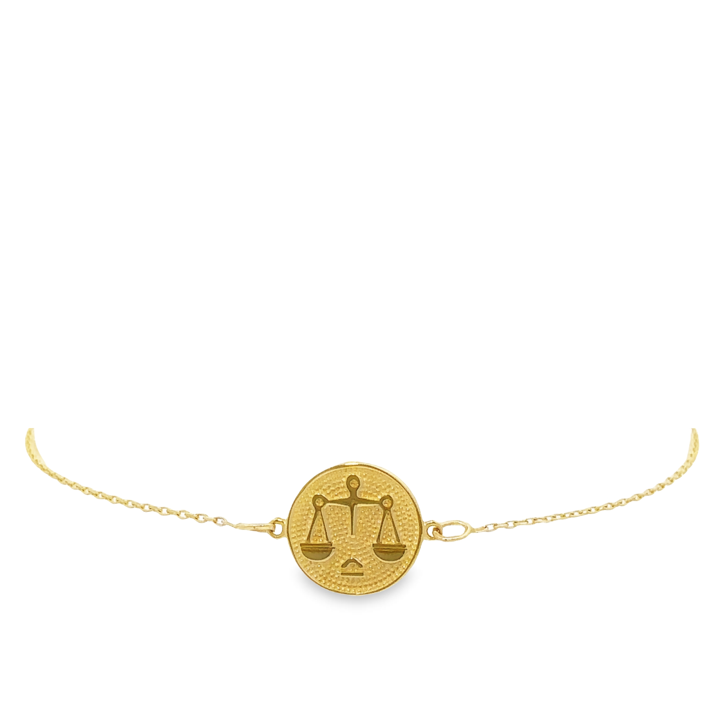 14 Karat Gold Libra Zodiac Disc Bracelet