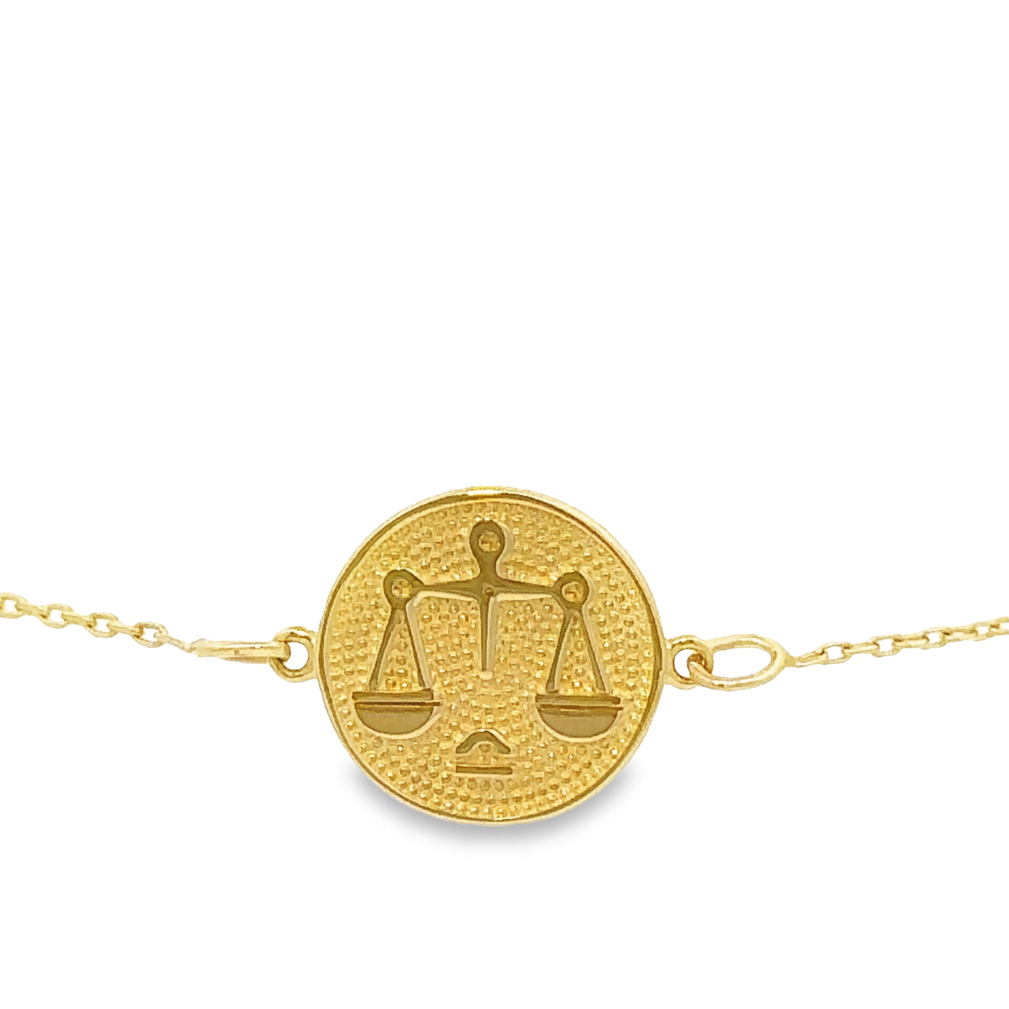 14 Karat Gold Libra Zodiac Disc Bracelet