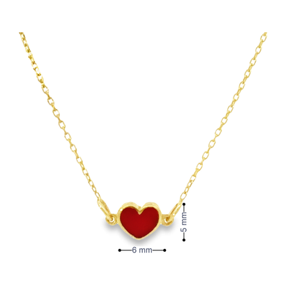 14 Karat Gold Red Enamel Heart Bracelet