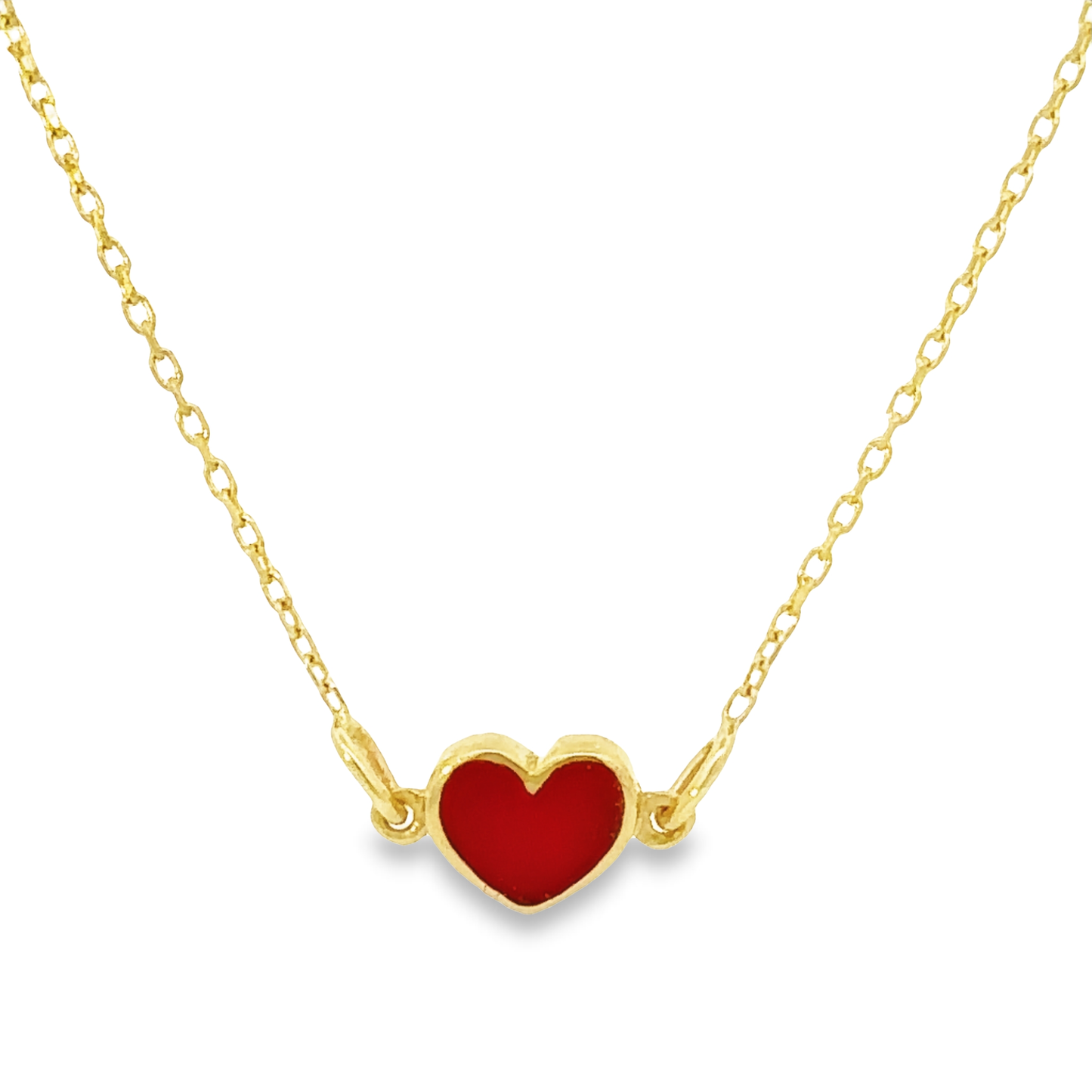 14 Karat Gold Red Enamel Heart Bracelet