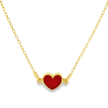 14 Karat Gold Red Enamel Heart Bracelet