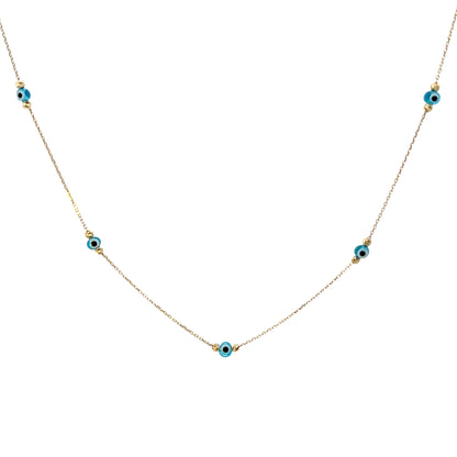 14 Karat Gold Evil Eye Station Necklace