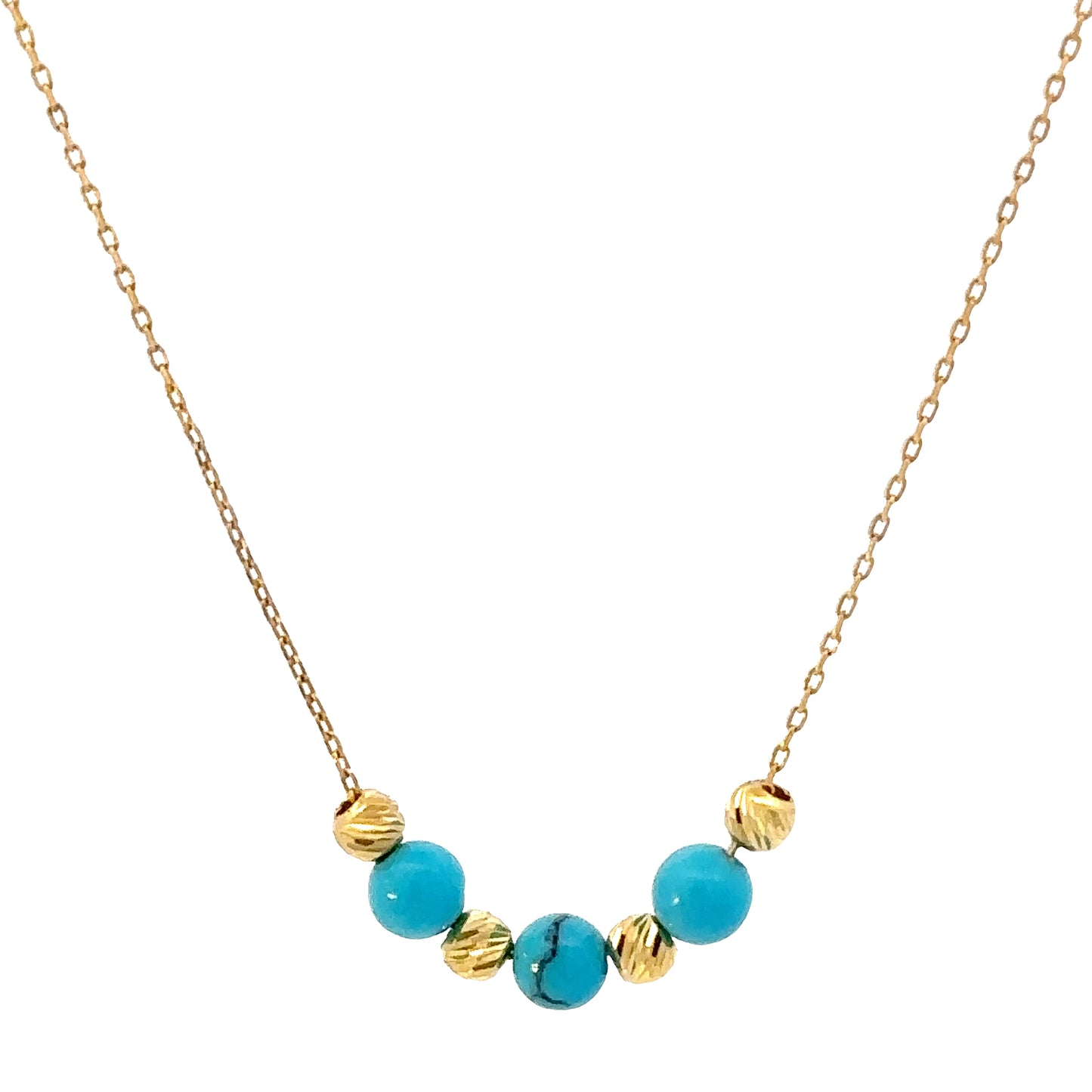14 Karat Gold Turquoise Beads Necklace