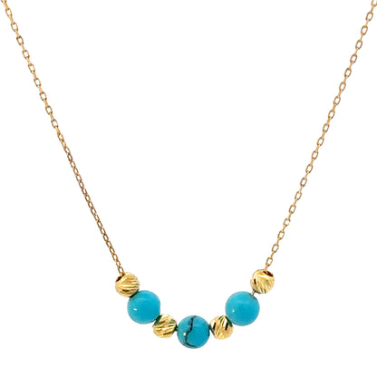 14 Karat Gold Turquoise Beads Necklace