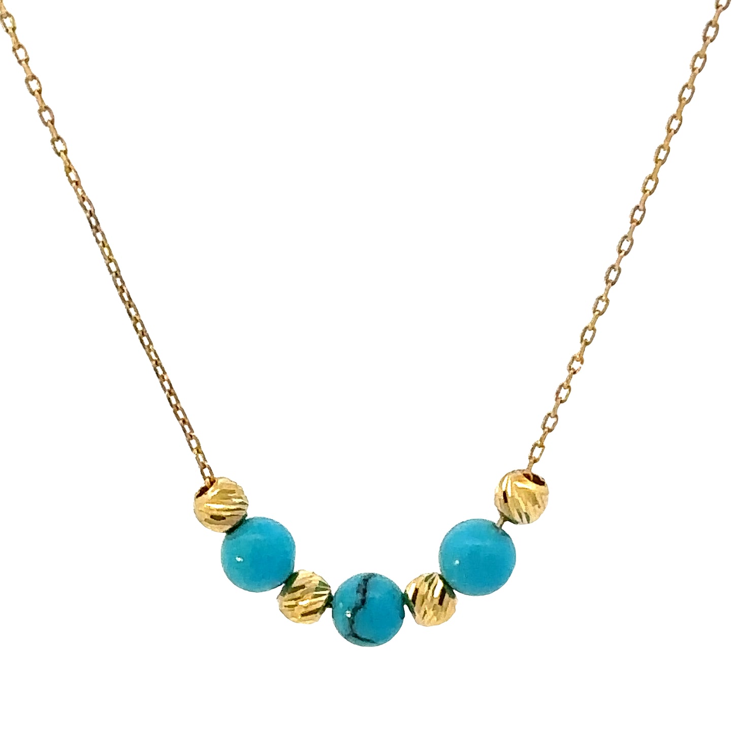 14 Karat Gold Turquoise Beads Necklace