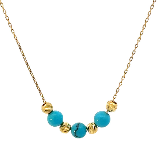14 Karat Gold Turquoise Beads Necklace