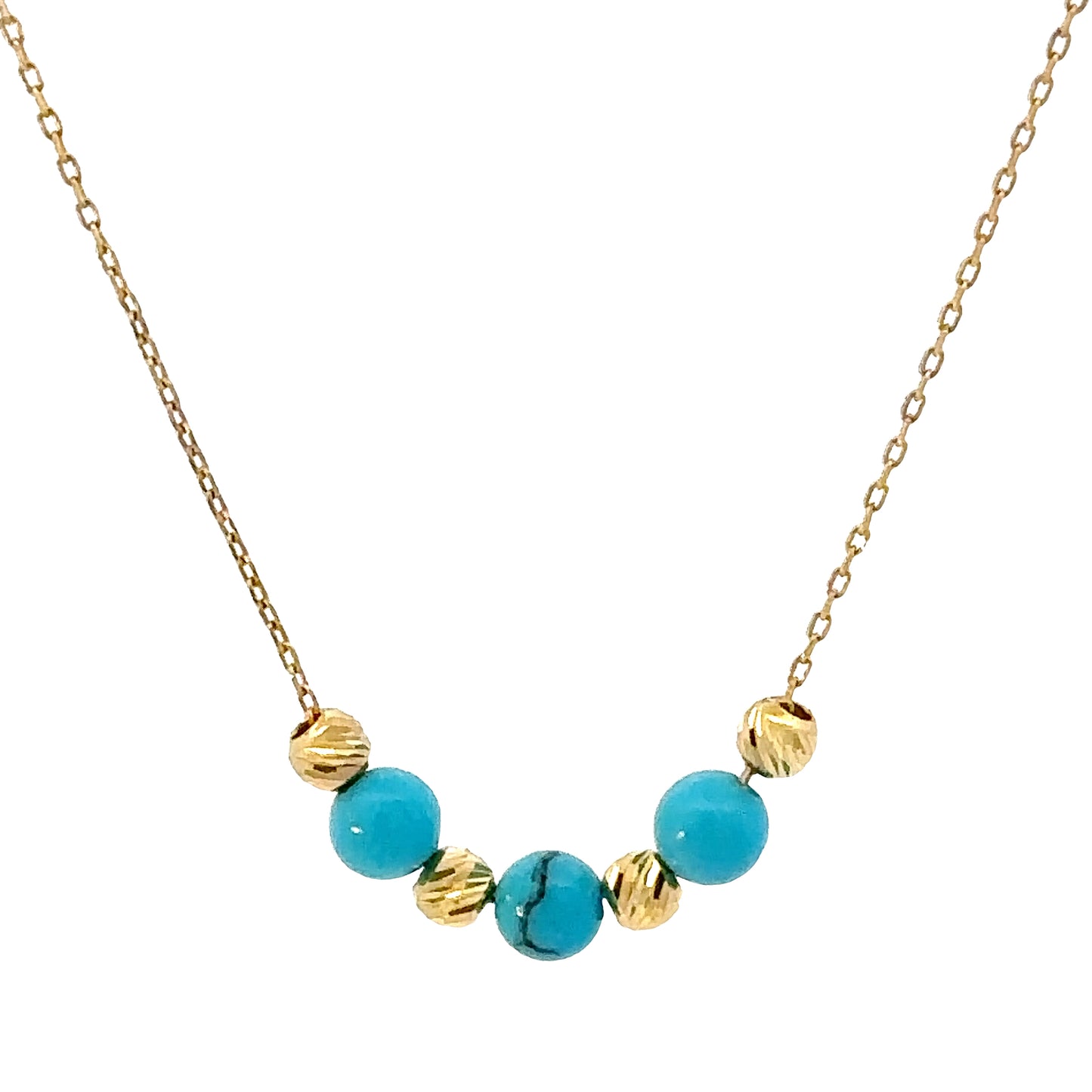 14 Karat Gold Turquoise Beads Necklace