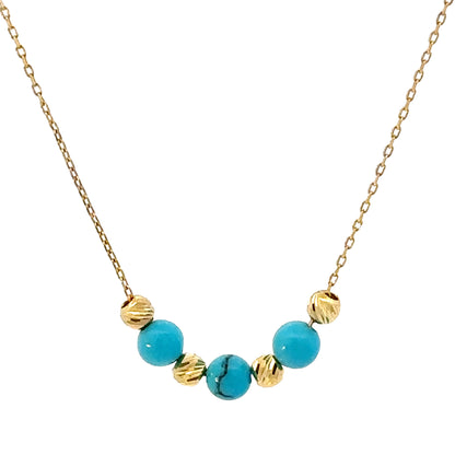 14 Karat Gold Turquoise Beads Necklace
