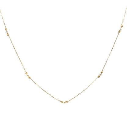 14 Karat Gold Pearl Beads Station Necklace