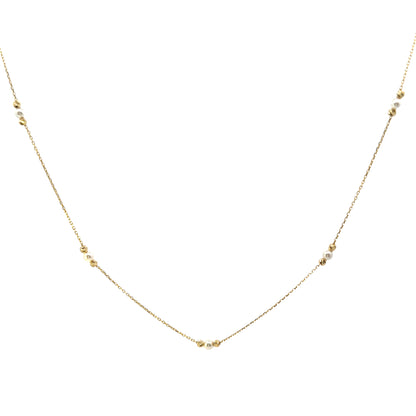 14 Karat Gold Pearl Beads Station Necklace
