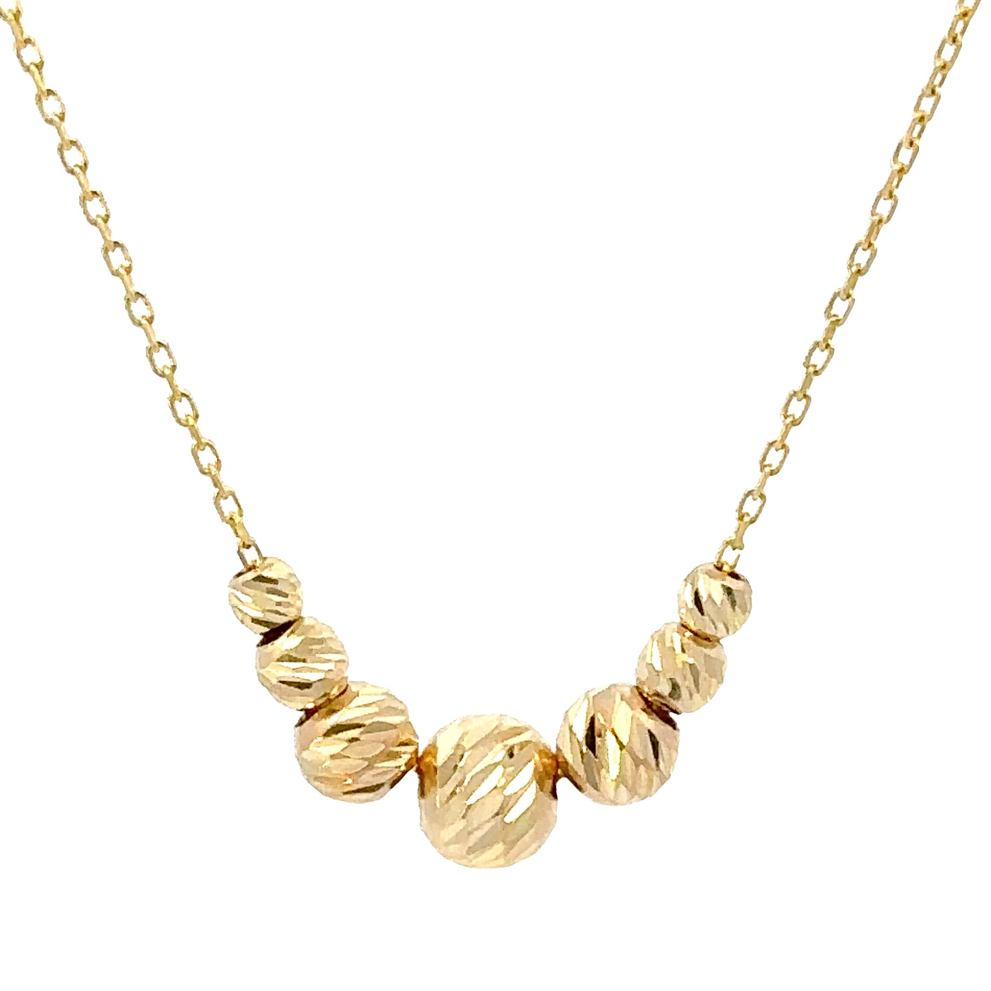 14 Karat Gold Graduated Ball Beads Necklace