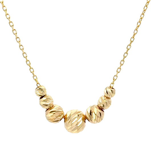 14 Karat Gold Graduated Ball Beads Necklace