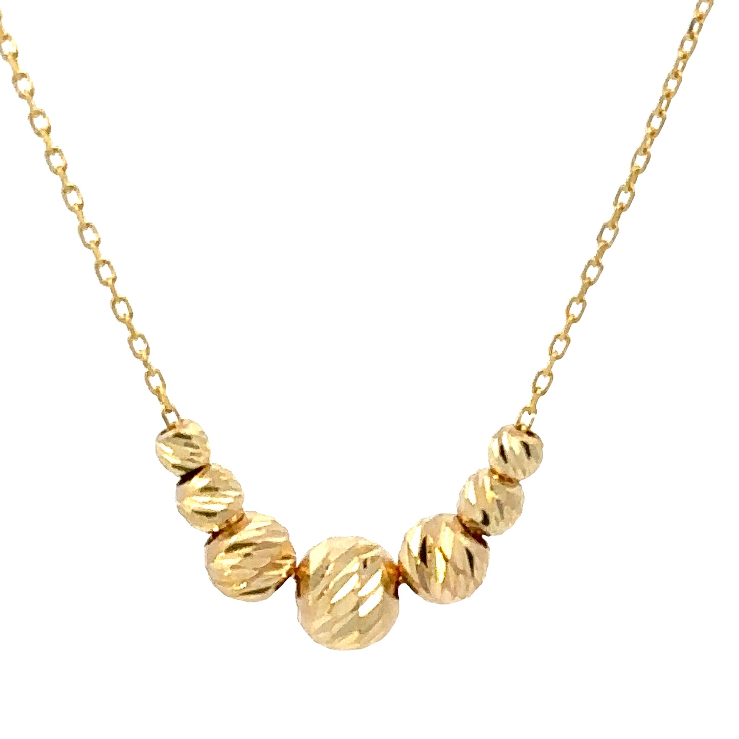 14 Karat Gold Graduated Ball Beads Necklace
