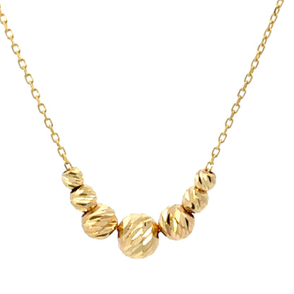14 Karat Gold Graduated Ball Beads Necklace