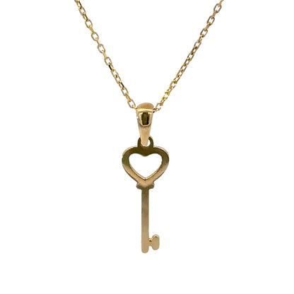 14 Karat Gold Heart Key Necklace