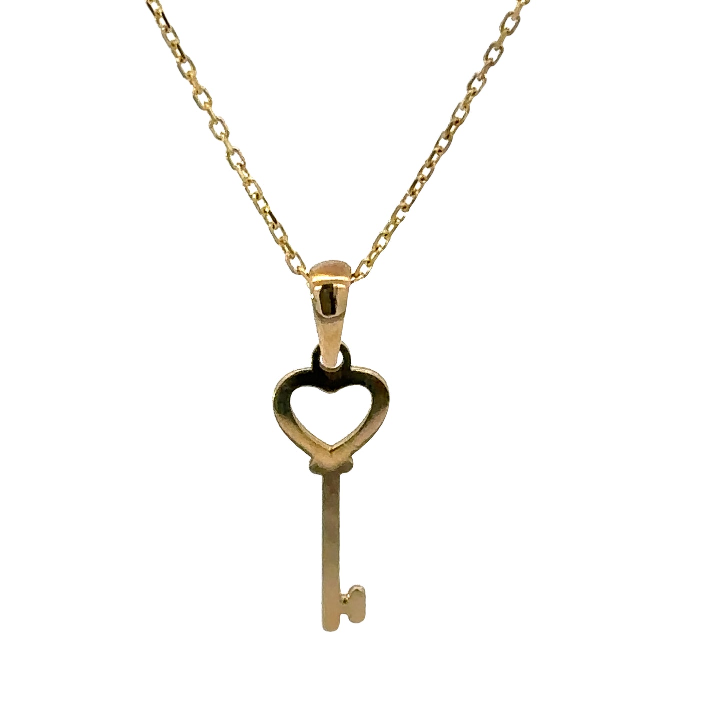 14 Karat Gold Heart Key Necklace