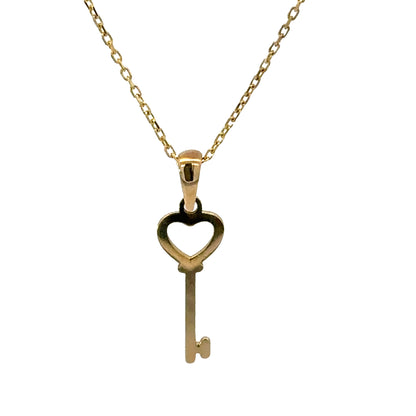14 Karat Gold Heart Key Necklace