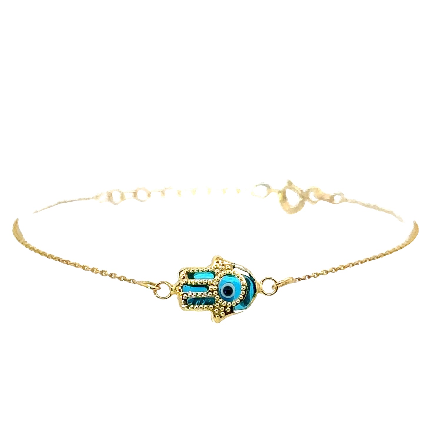 EVIL EYE HAMSA 14 K GOLD BRACELET