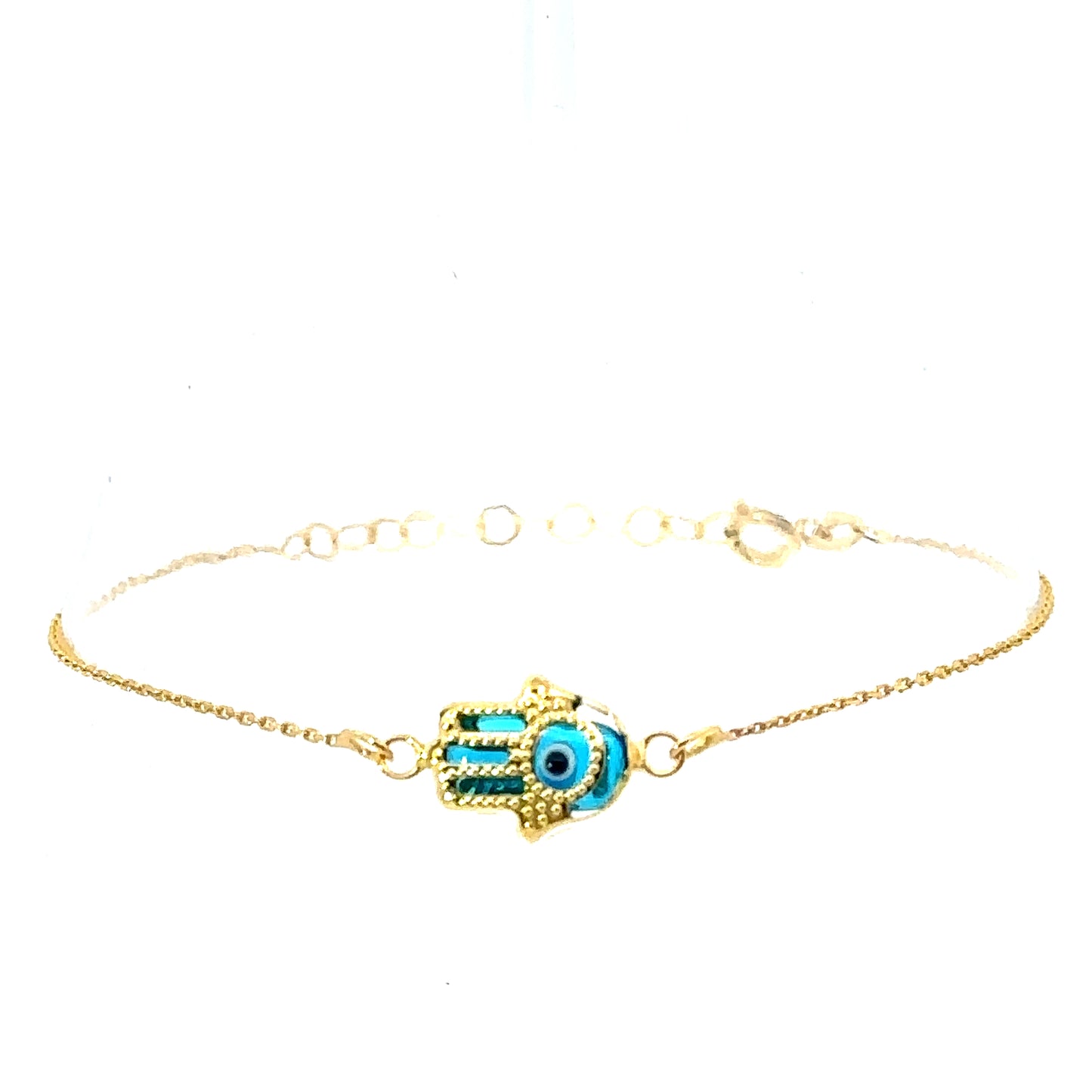 EVIL EYE HAMSA 14 K GOLD BRACELET