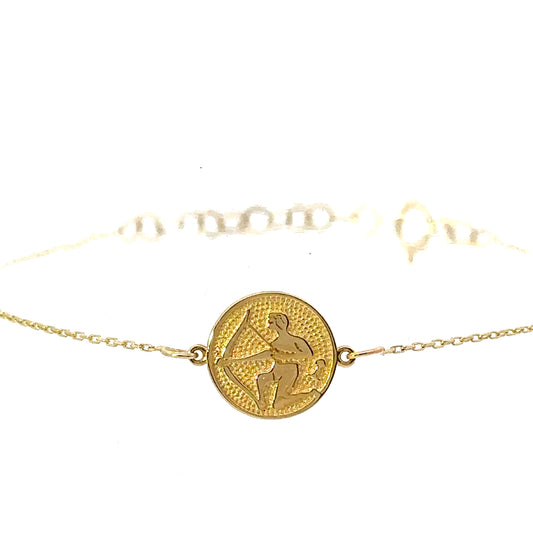 14 Karat Gold Sagittarius Zodiac Disc Bracelet