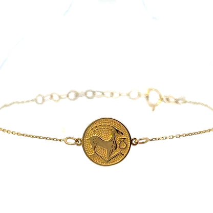 14 Karat Gold Capricorn Zodiac Disc Bracelet