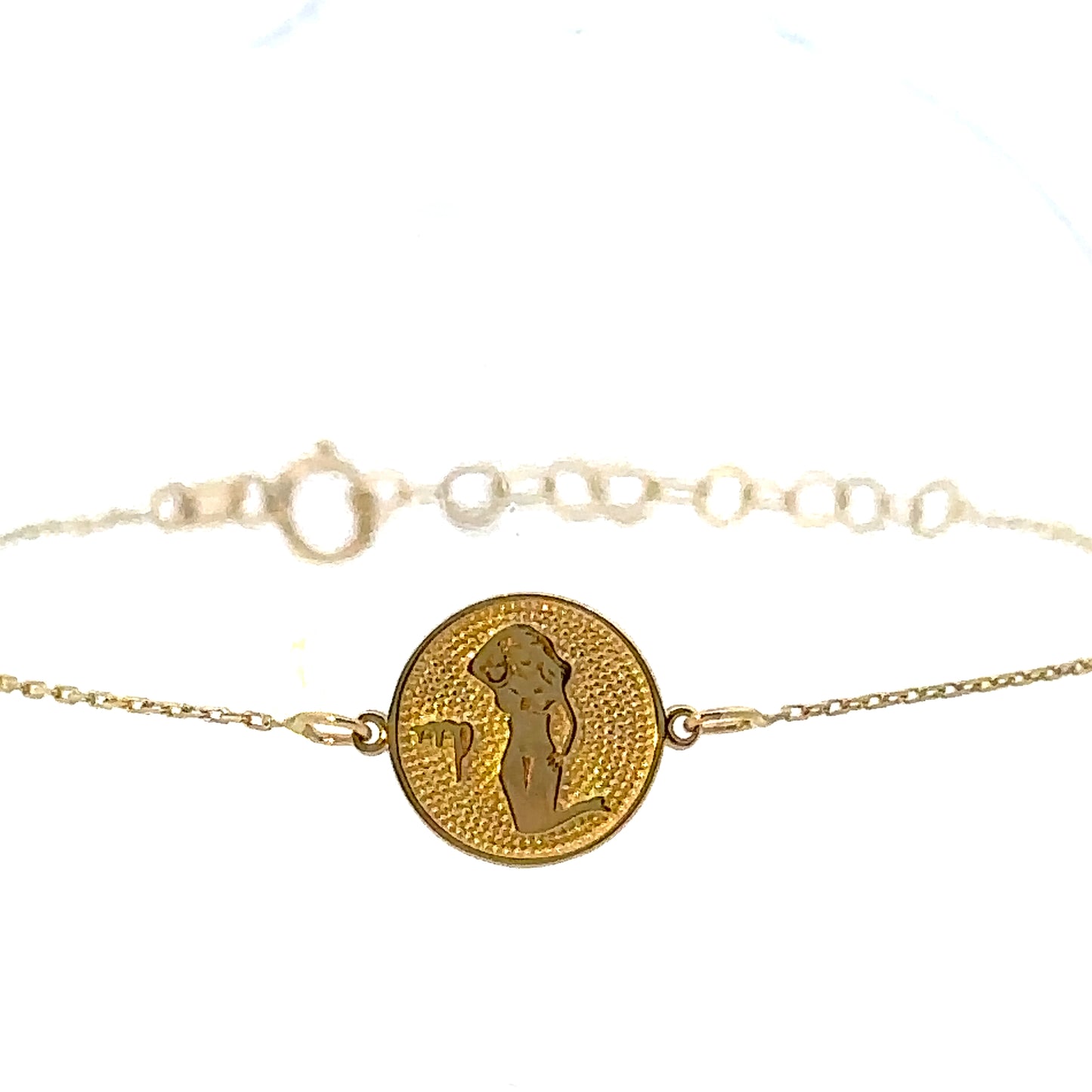 14 Karat Gold Virgo Zodiac Disc Bracelet