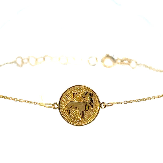 14 Karar Gold Taurus Zodiac Disc Bracelet