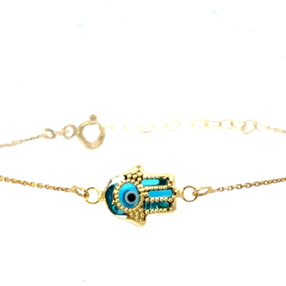 EVIL EYE HAMSA 14 K GOLD BRACELET