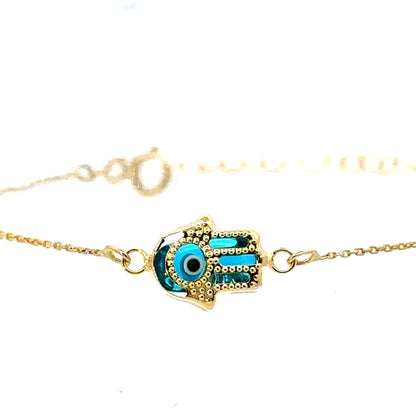 EVIL EYE HAMSA 14 K GOLD BRACELET