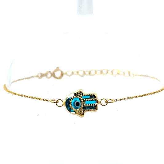 EVIL EYE HAMSA 14 K GOLD BRACELET